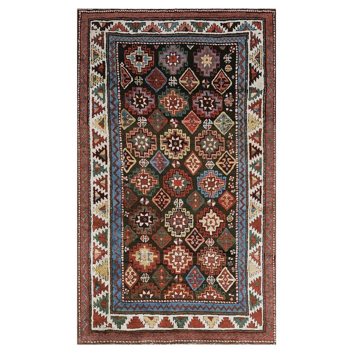 RugsOnNet Small Brown Antique Tribal Geometric Caucasian Chi Chi Wool Rug Carpet