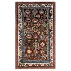 RugsOnNet Small Brown Antique Tribal Geometric Caucasian Chi Chi Wool Rug Carpet