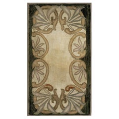 RugsOnNet Petit tapis au crochet Art Nouveau Crème Antique Folk Art Américain Tapis