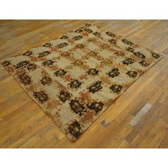 RugsOnNet Small Ivory Antique English Victorian Needlepoint Carpet Flatweave Rug