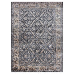 RUHETTA - Tapis traditionnel en soie noué à la main de couleur grise par Hands