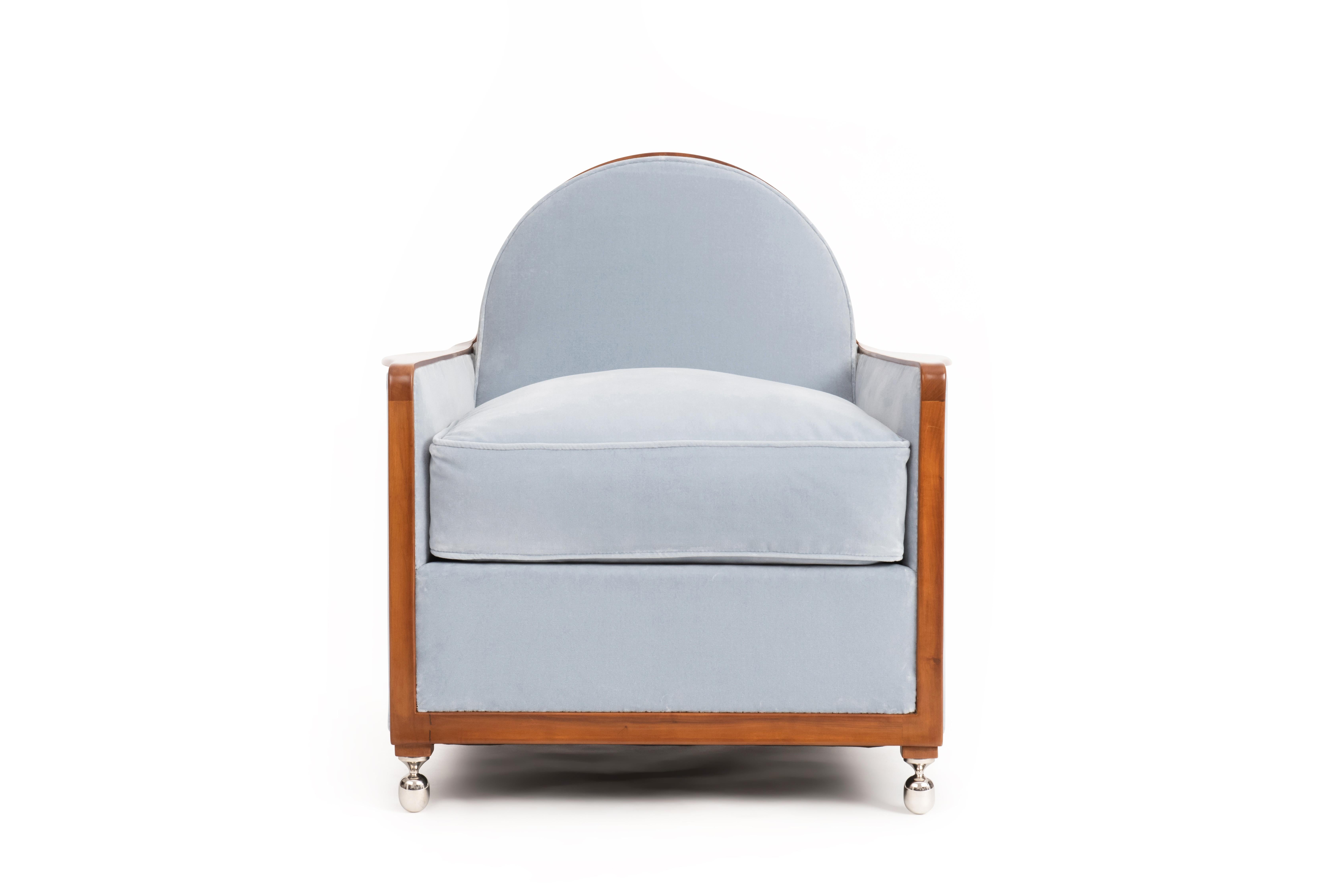 Ruhlmann 'Boudoir Collectioneur' Sillón de caoba africana Art Decó en venta
