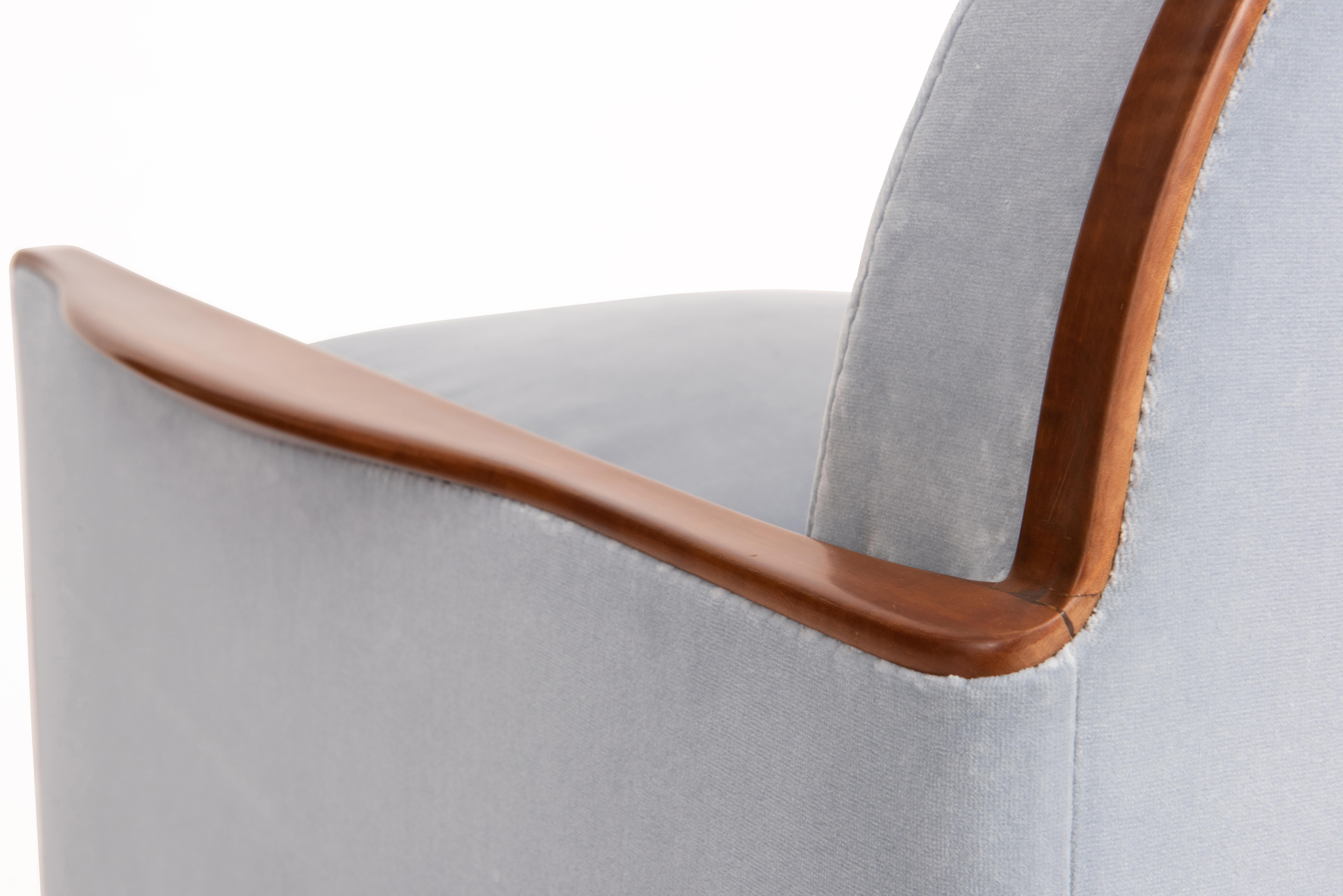 Ruhlmann 'Boudoir Collectioneur' Sillón de caoba africana Plateado en venta