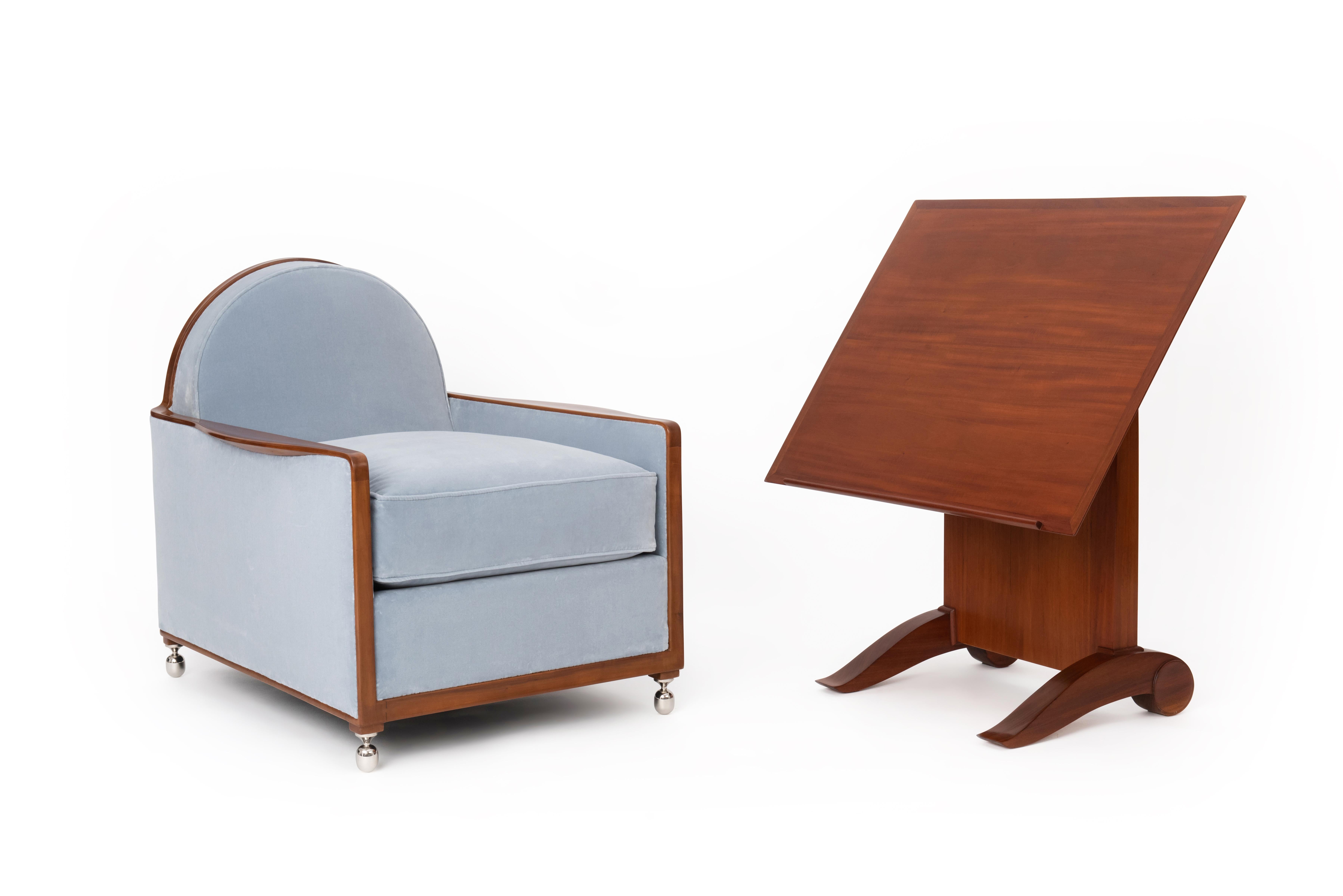 Ruhlmann 'Boudoir Collectioneur' Sillón de caoba africana principios del siglo XX en venta