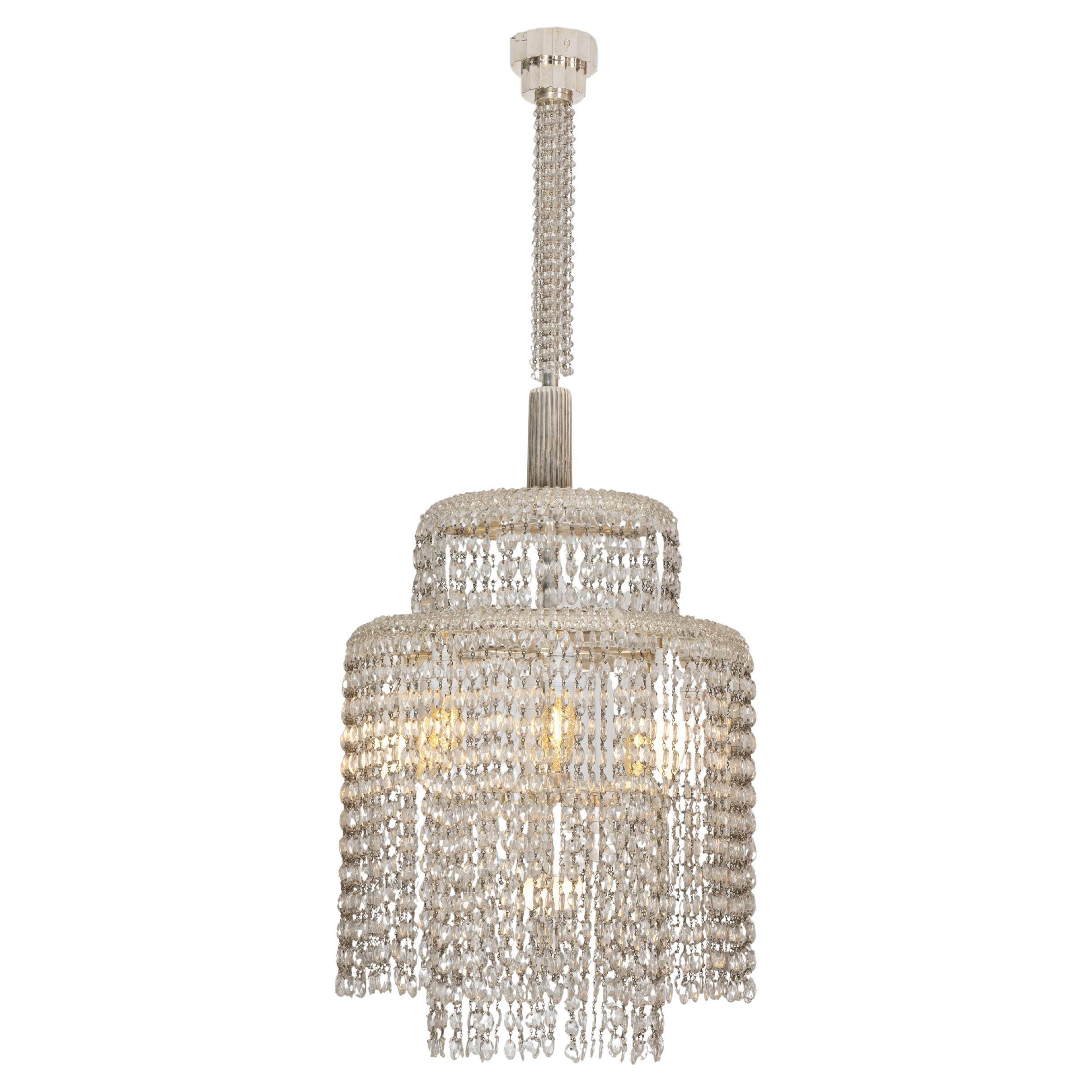 Ruhlmann 'Boudoir du Collectionneur" Gilt Bronze Chandelier For Sale