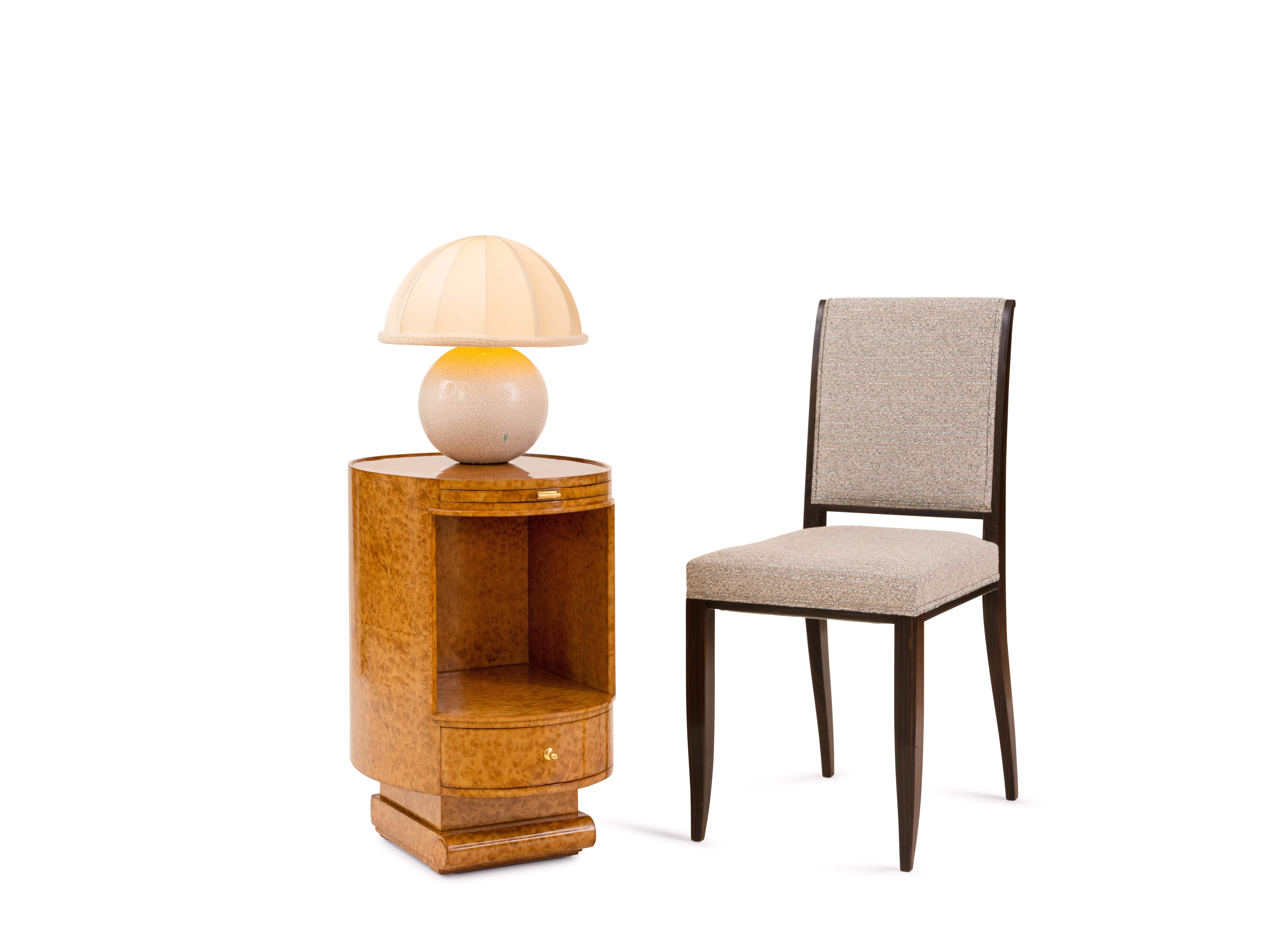 Art Deco Ruhlmann 'Boule' Cream Glazed Table Lamp For Sale