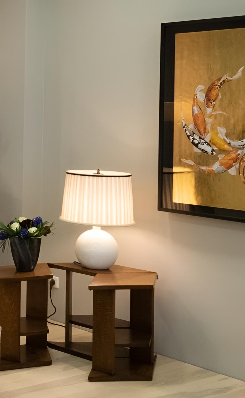 French Ruhlmann 'Boule' Off-White Table Lamp For Sale