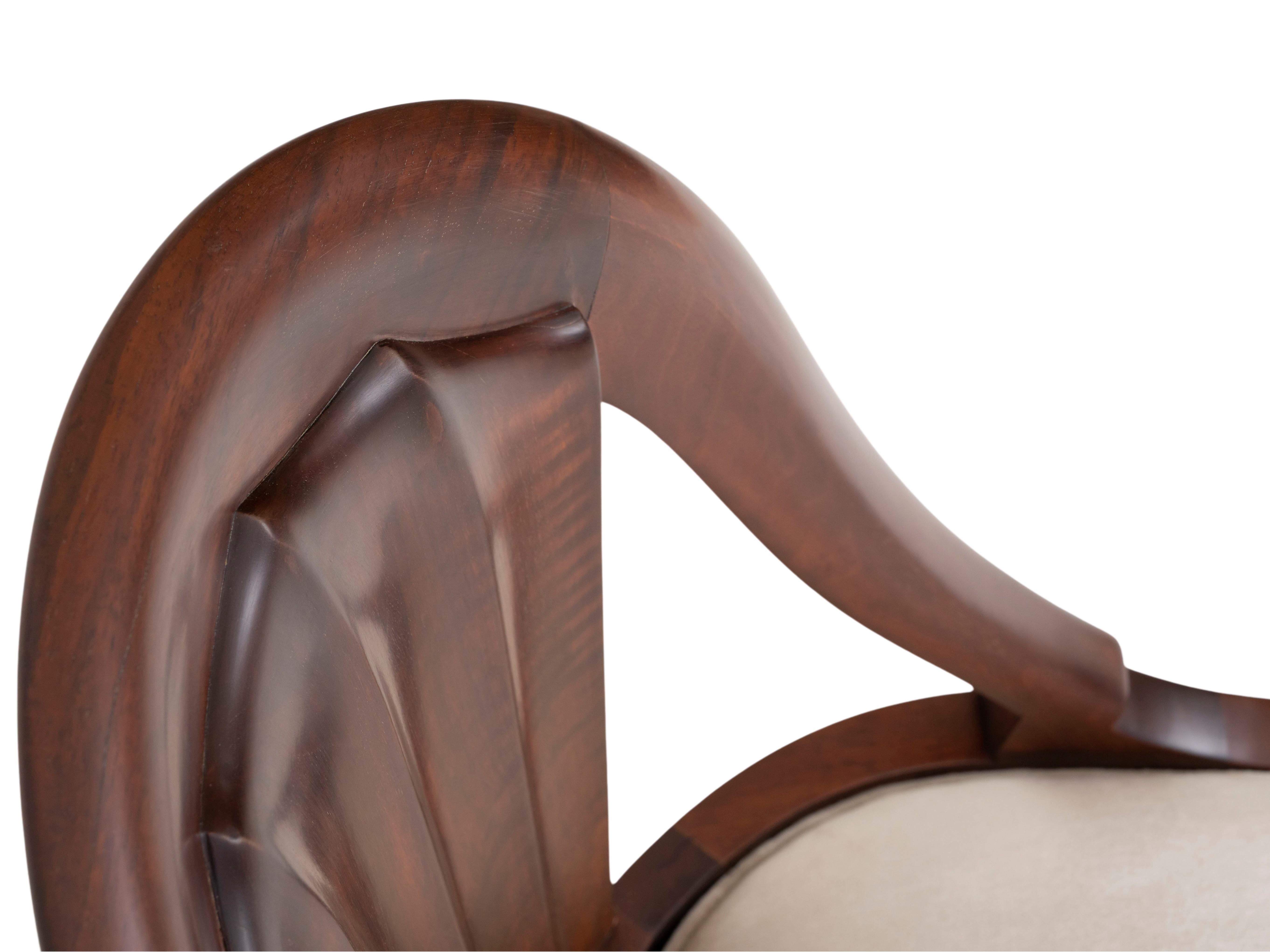 Placcato Ruhlmann 'Cannelure' Mahogany Chair in vendita