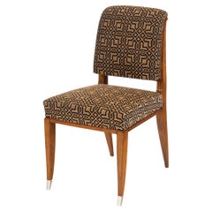 Antique Ruhlmann 'Drouant' Oak Chair with Silvered Bronze Feet