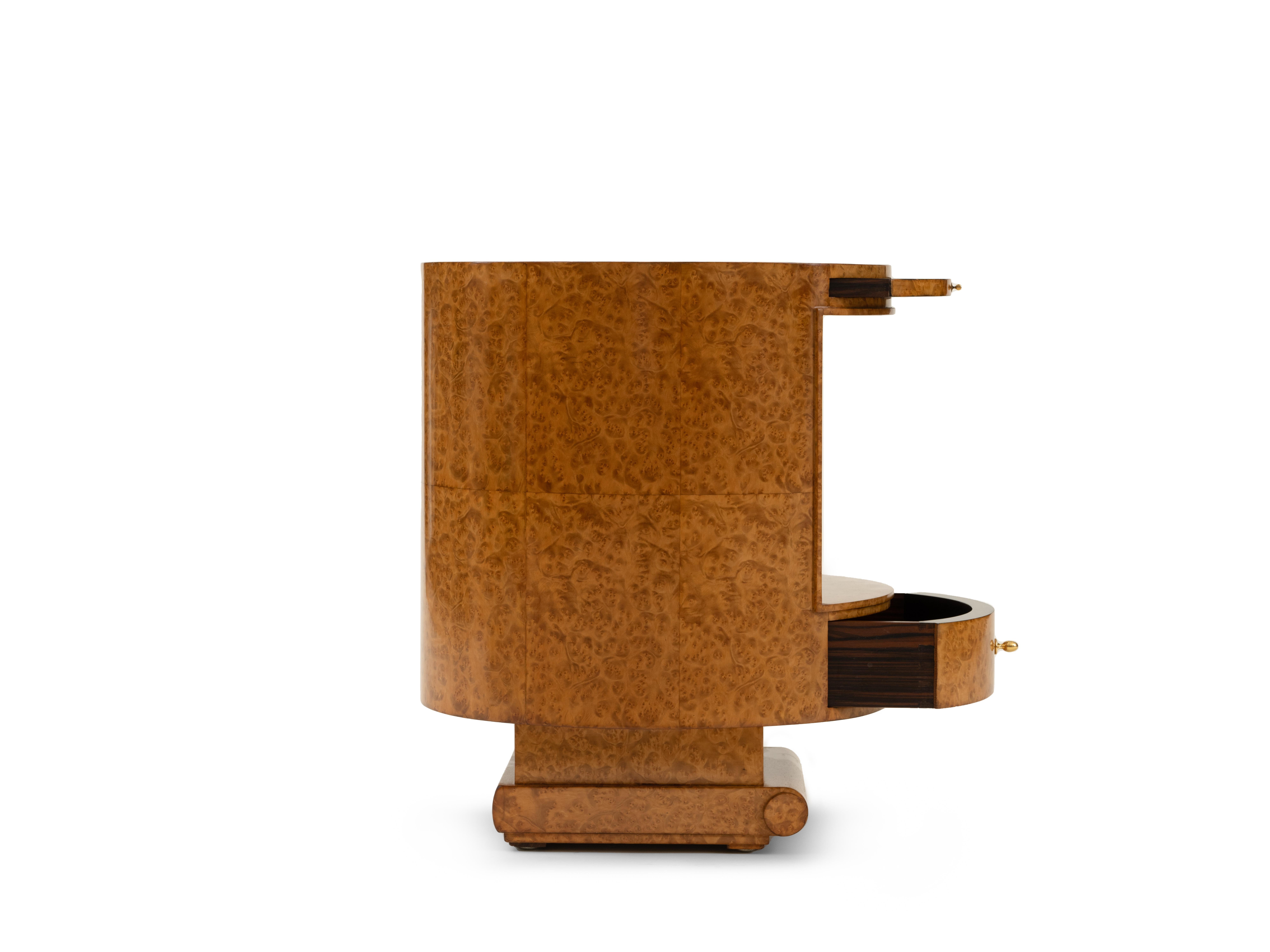 Table de chevet elliptique Ruhlmann Amboyna en vente 2