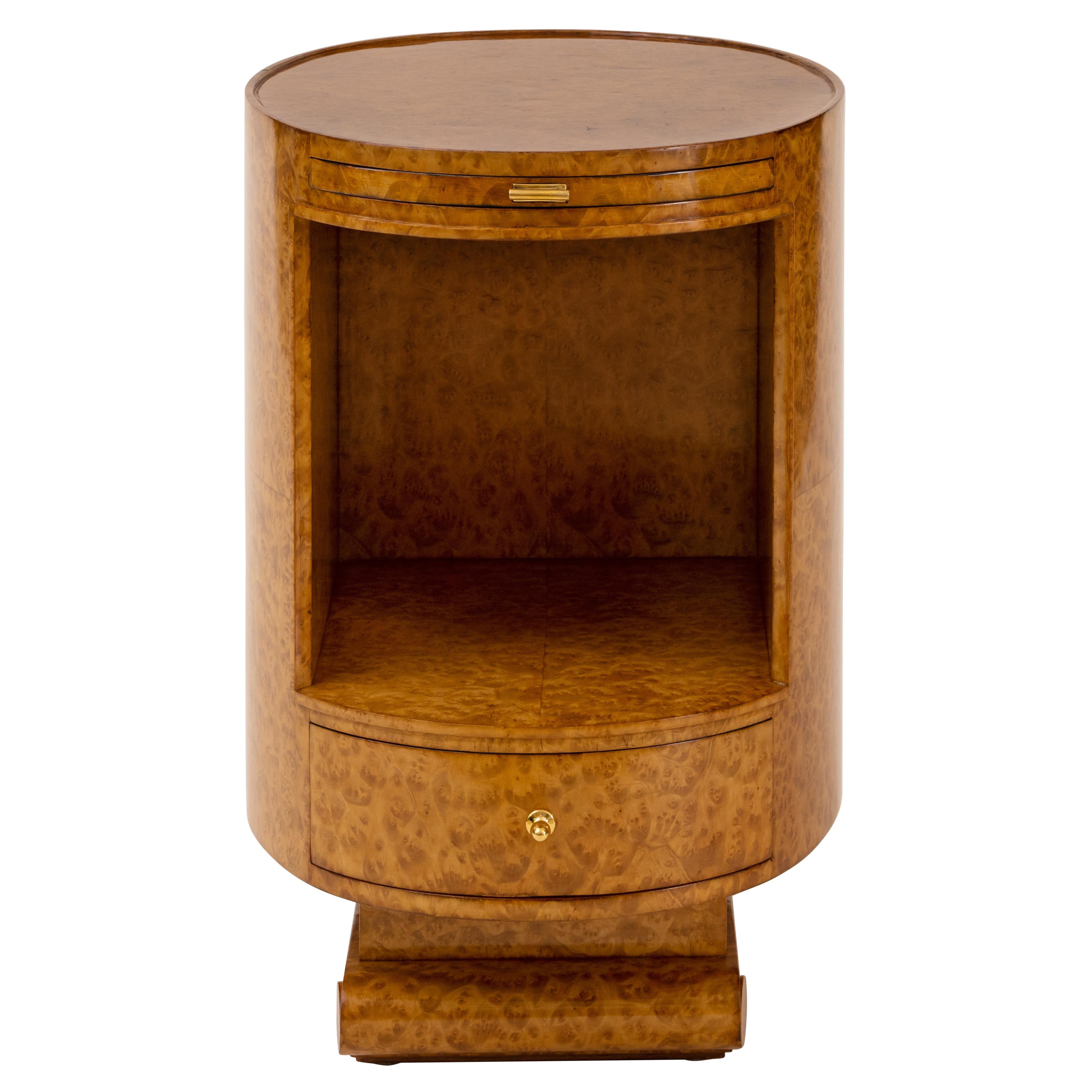 Table de chevet elliptique Ruhlmann Amboyna