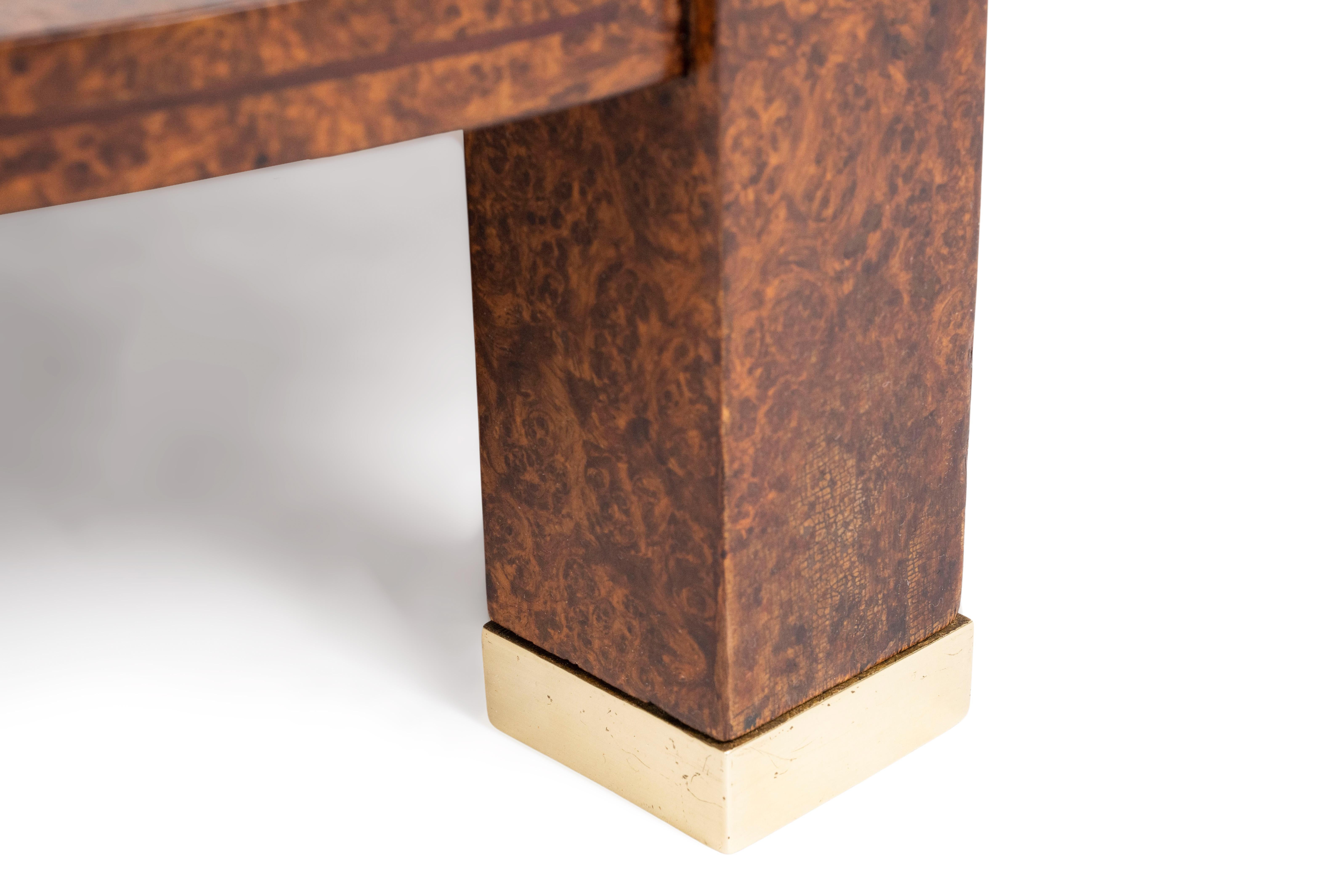 Bronze Ruhlmann 'Guéridon' Burr Amboyna Table For Sale