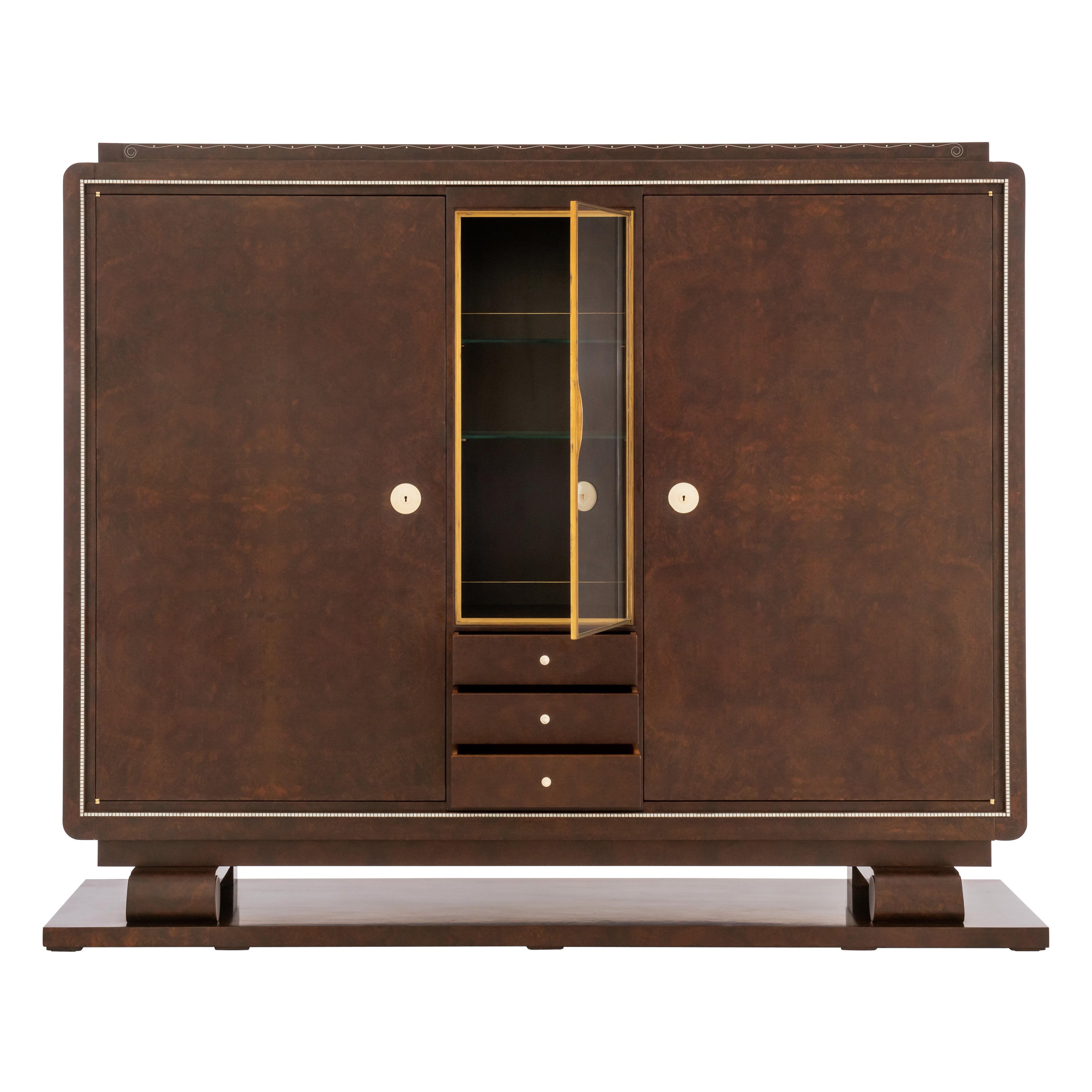 Ruhlmann Important 'Bibol' Burl Oak Veneer Cabinet For Sale