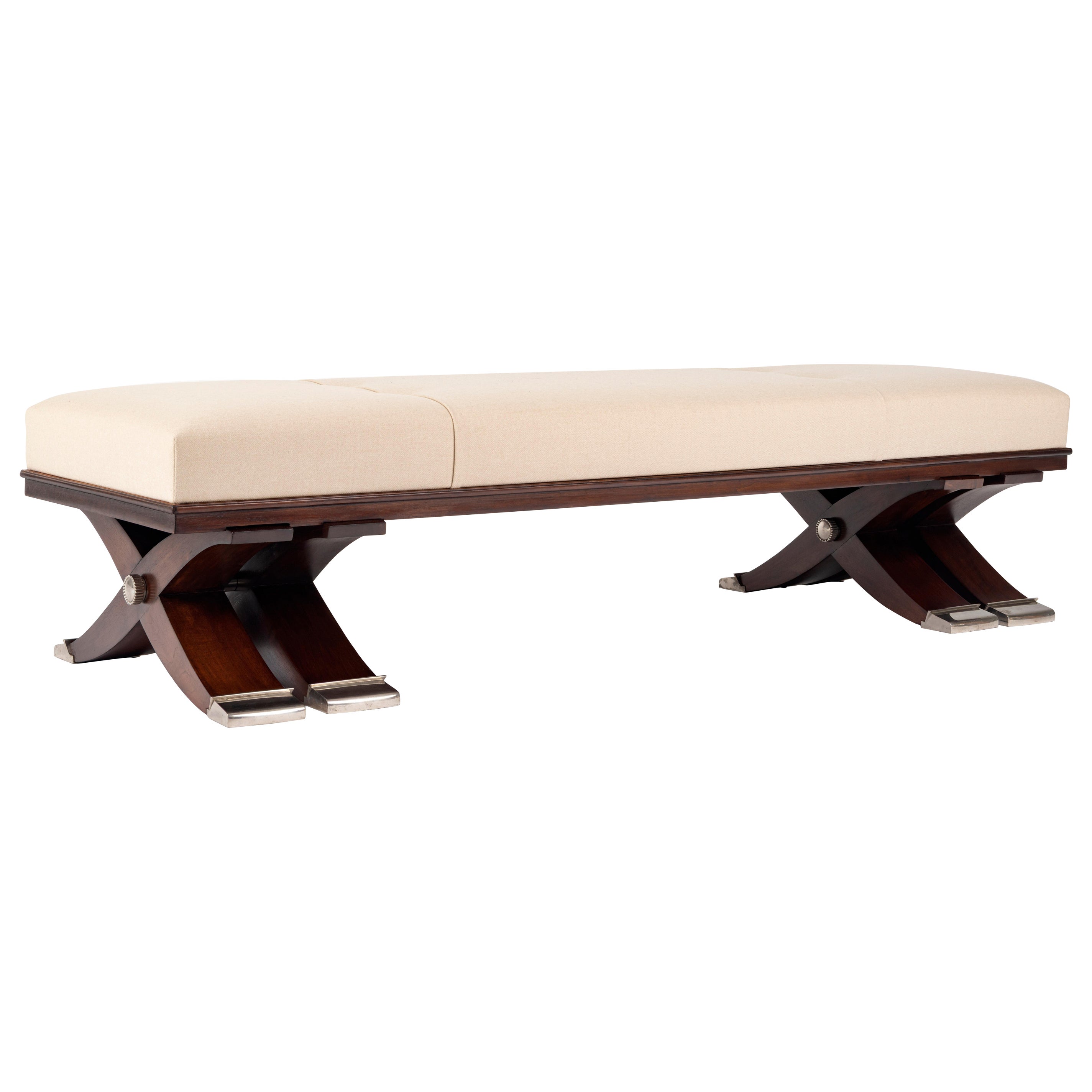 Ruhlmann Large Bench with Double X-Form Base For Sale