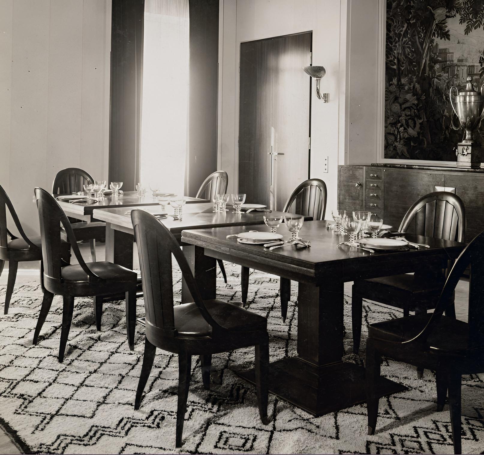 French Ruhlmann Macassar Ebony Extension Dining Table For Sale