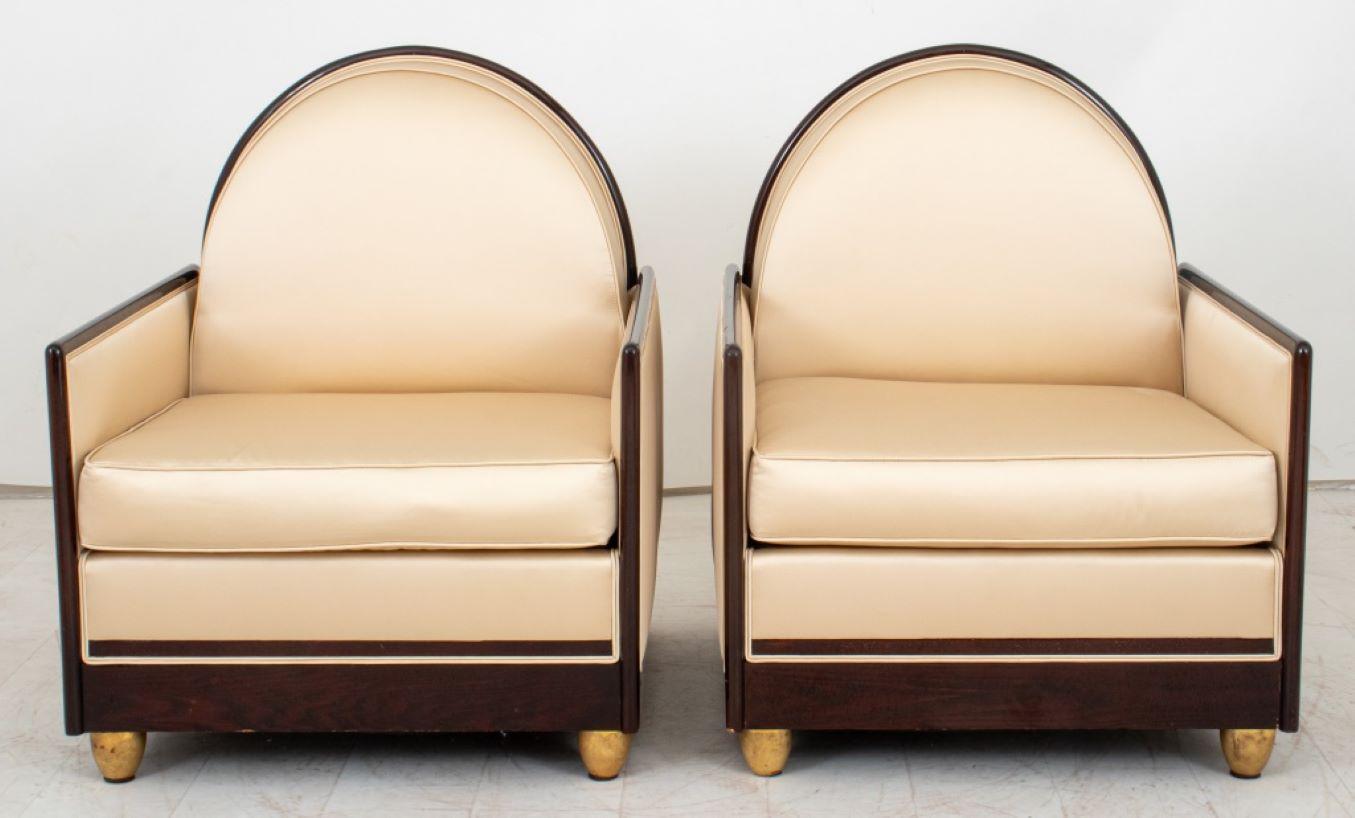 Ruhlmann Manner Art Deco Satin Armchairs, 2 1