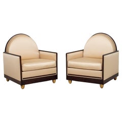 Used Ruhlmann Manner Art Deco Satin Armchairs, 2