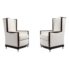 Ruhlmann Pair of 'Ear Cuffed' Indian Rosewood Bergère Armchairs