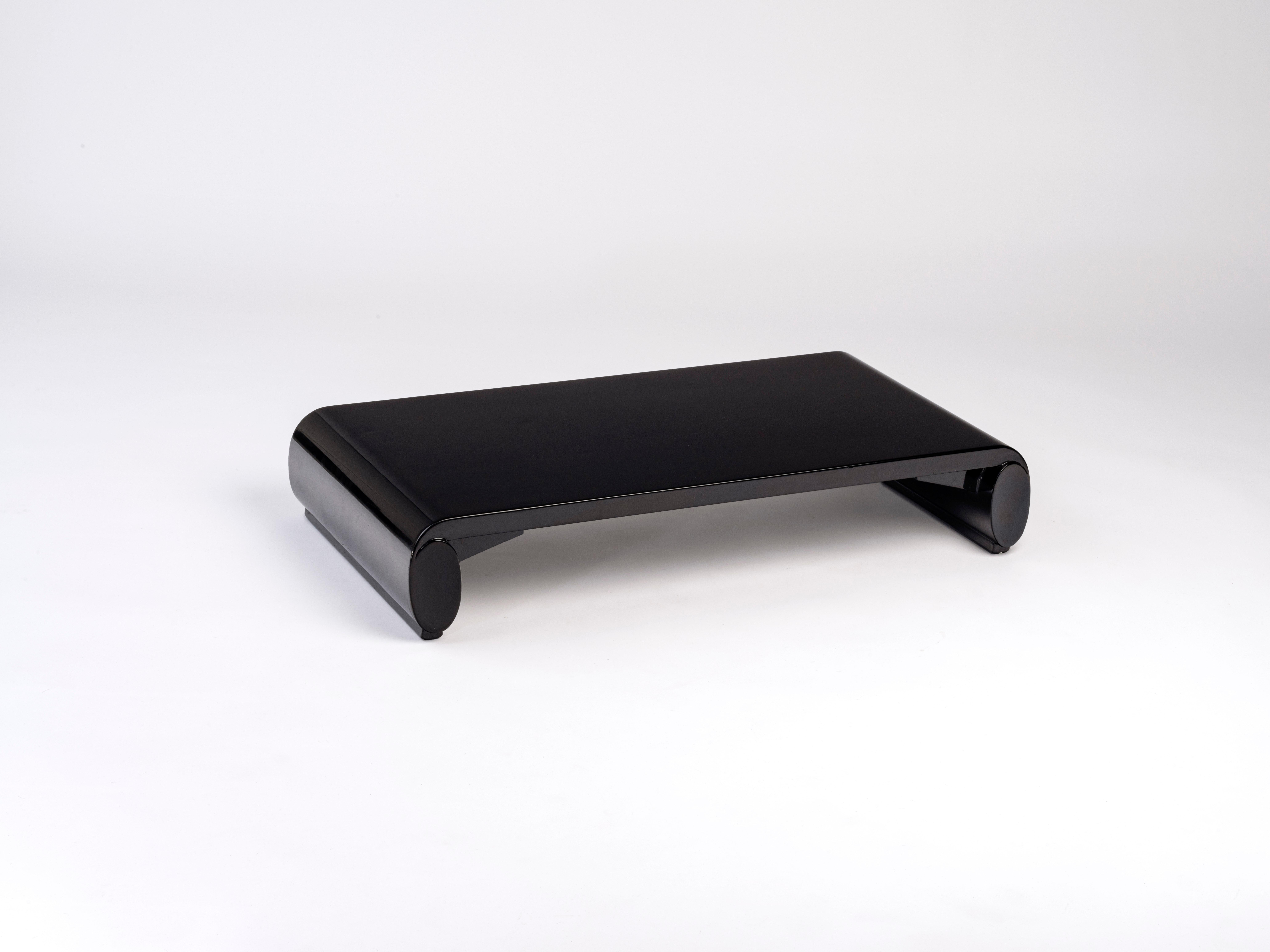 Ruhlmann Rara Mesa Baja de Estilo Chino Lacada en Negro Francés en venta