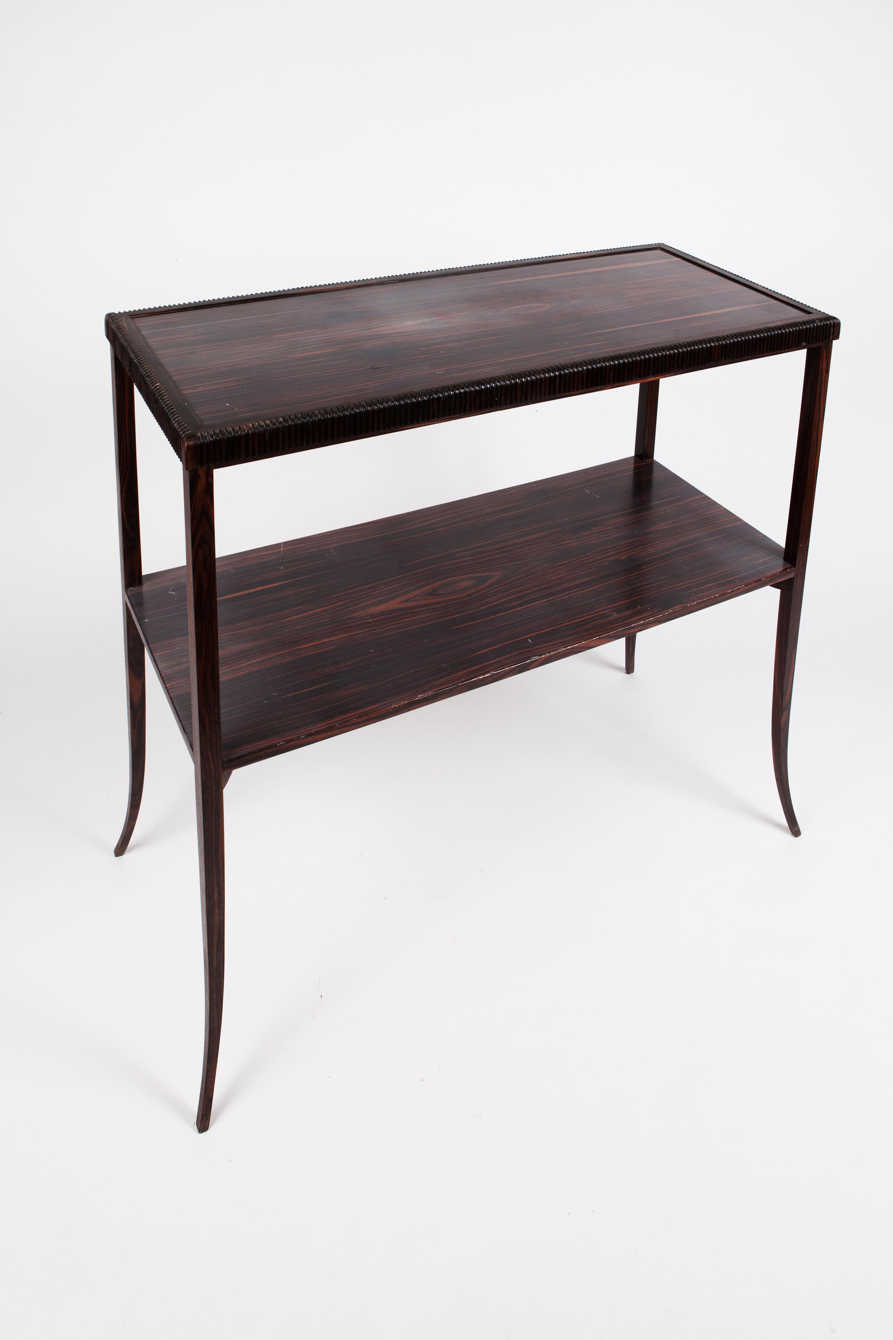 Art déco Console à deux niveaux en ébène de Macassar Ruhlmann Rare en vente