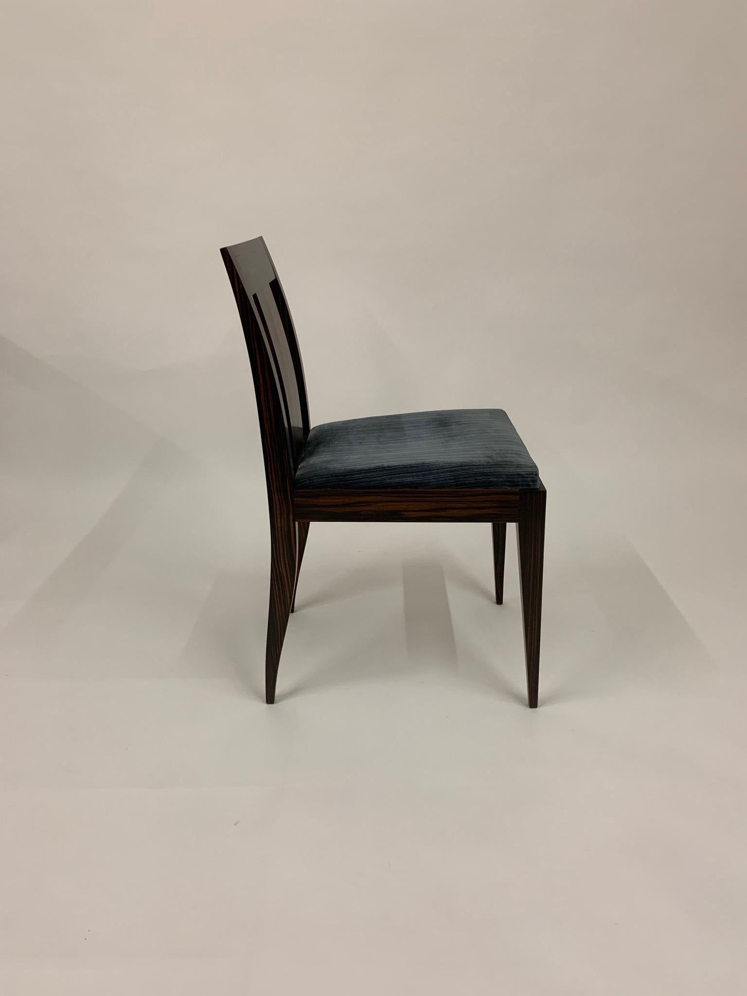 Art Déco Ruhlmann Set of Four Macassar Ebony Chair in vendita