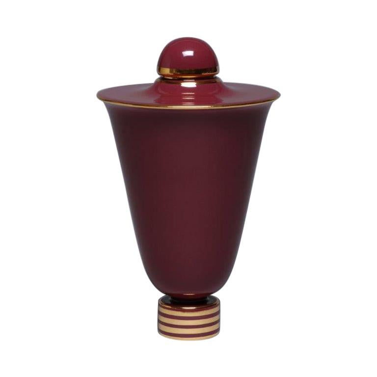 Ruhlmann & Sèvres Vase in Cranberry Porcelain by Manufacture Nationale de Sèvres For Sale