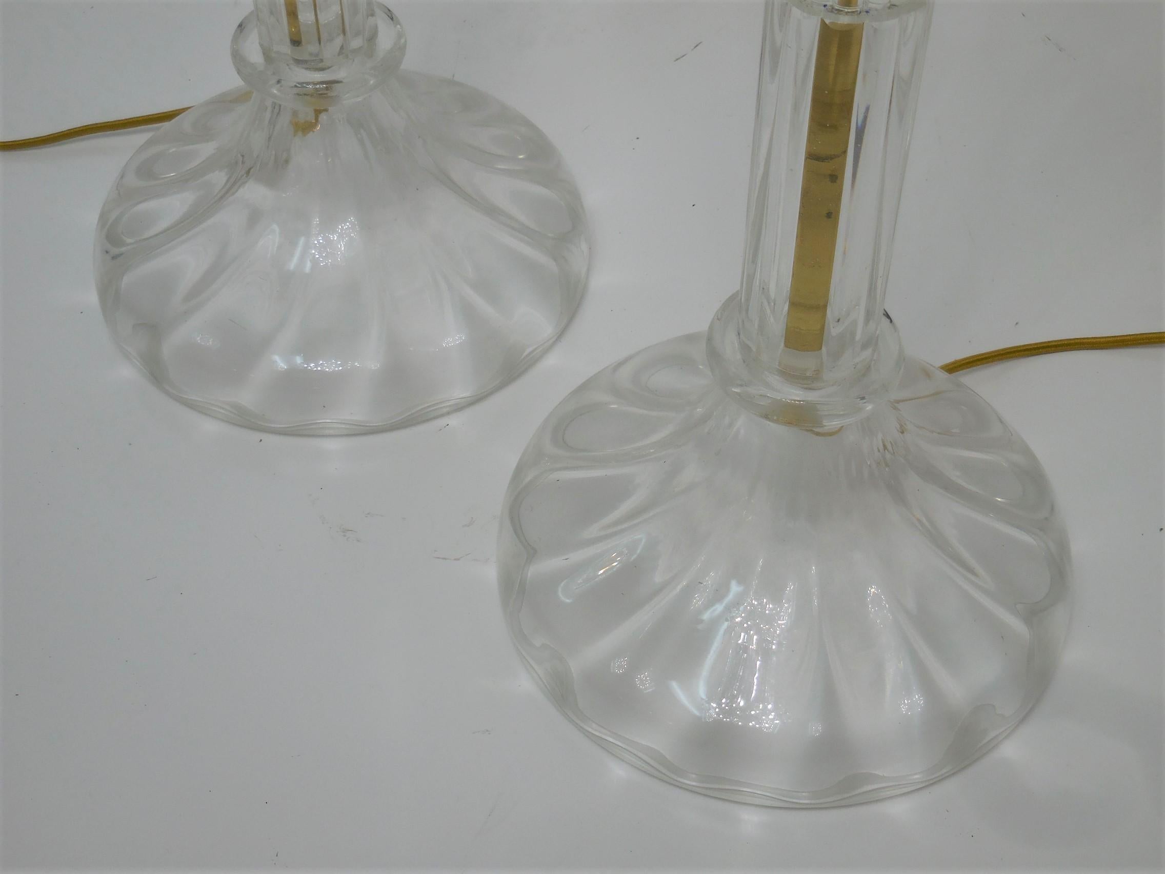 Ruhlmann Style Pair of Murano Glass Lamps by Cenedese 1