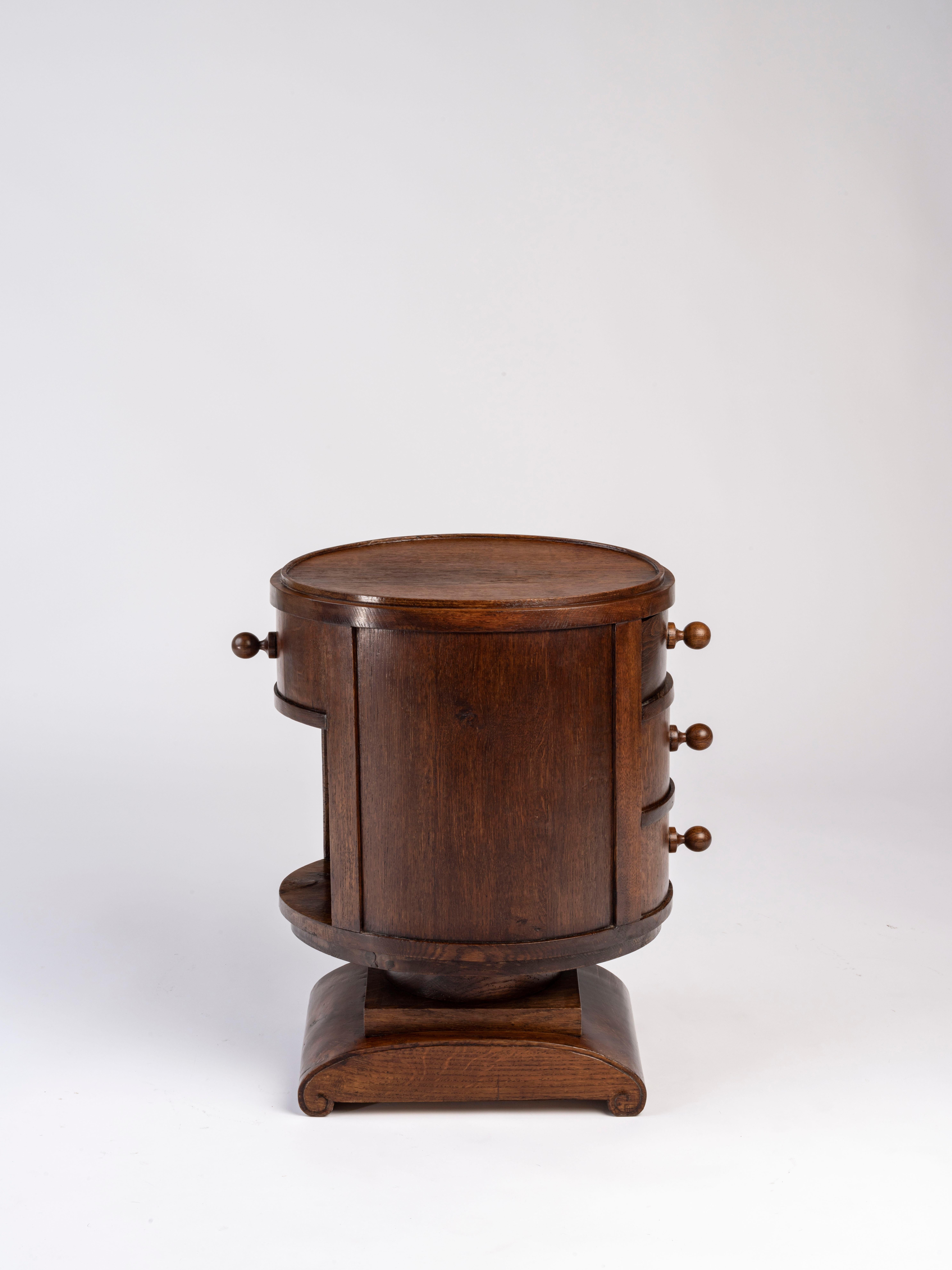 Art Deco Ruhlmann 'Tournecol' Tinted Oak Side Table For Sale