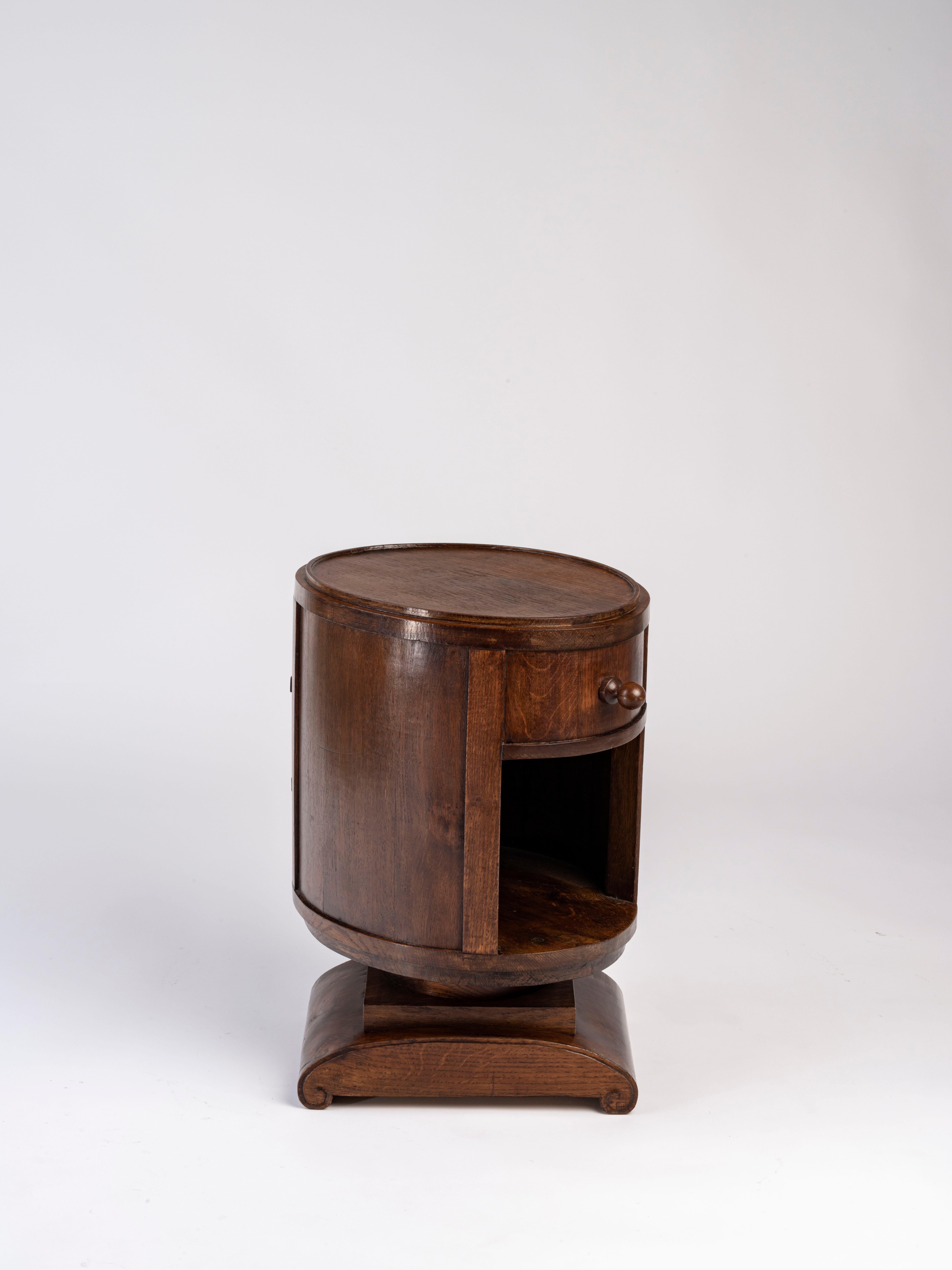 French Ruhlmann 'Tournecol' Tinted Oak Side Table For Sale