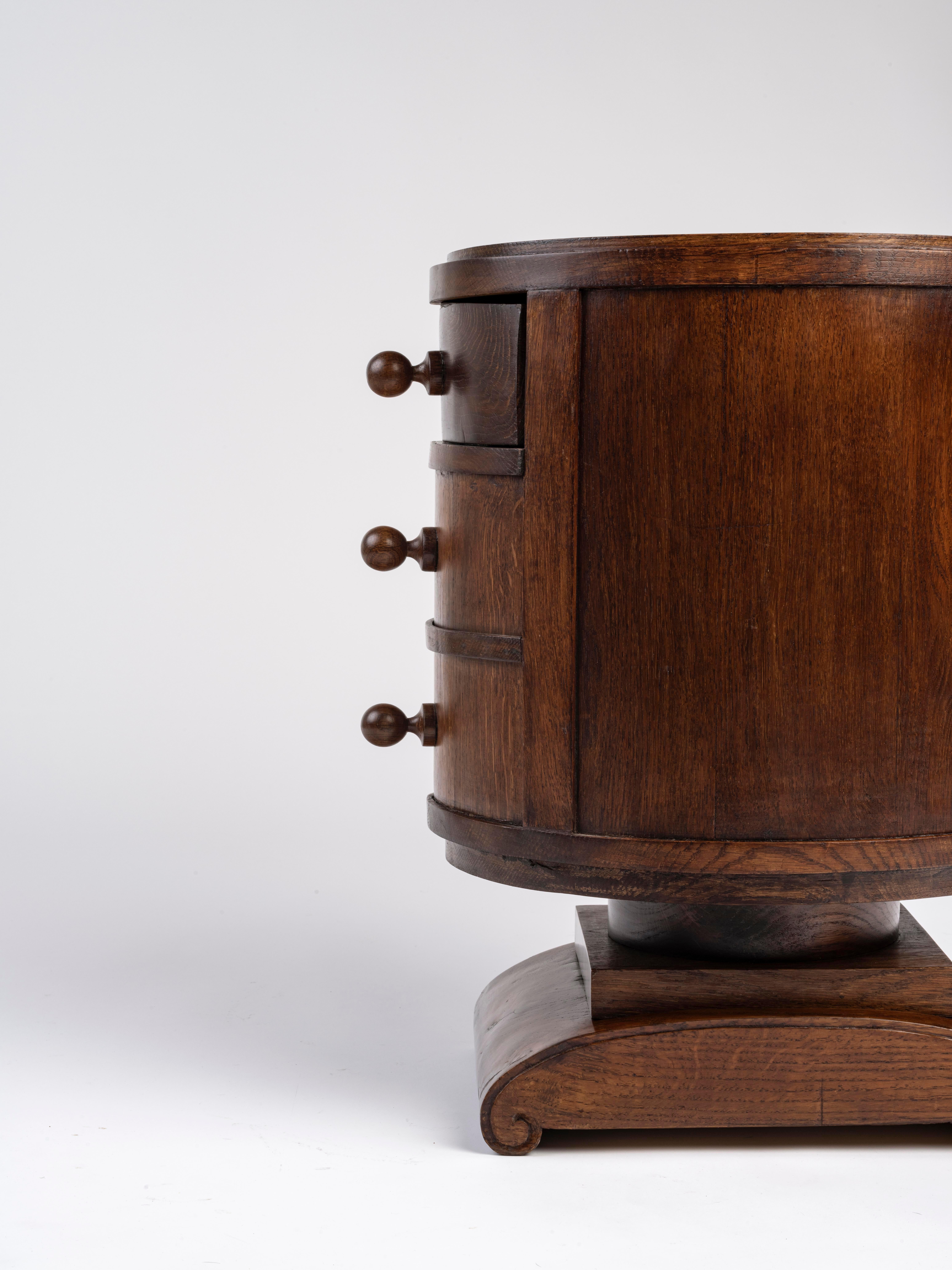 Early 20th Century Ruhlmann 'Tournecol' Tinted Oak Side Table For Sale