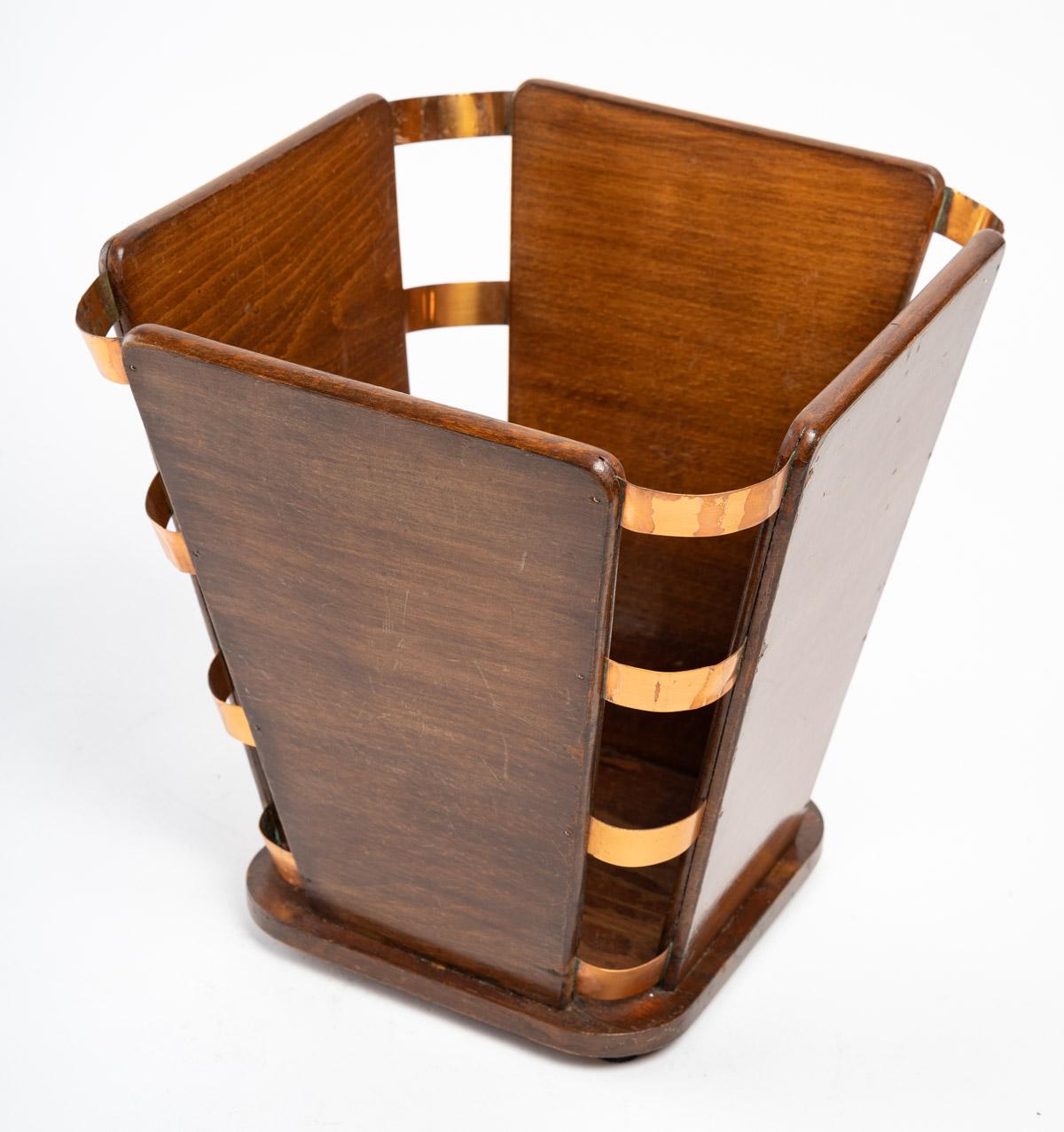 Copper Ruhlmann's Office Wastepaper Basket, 1930-1940
