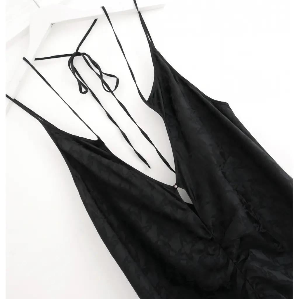 Rui Long Dress Star Jacquard Abito increspato in seta nera In condizioni Nuovo in vendita a London, GB