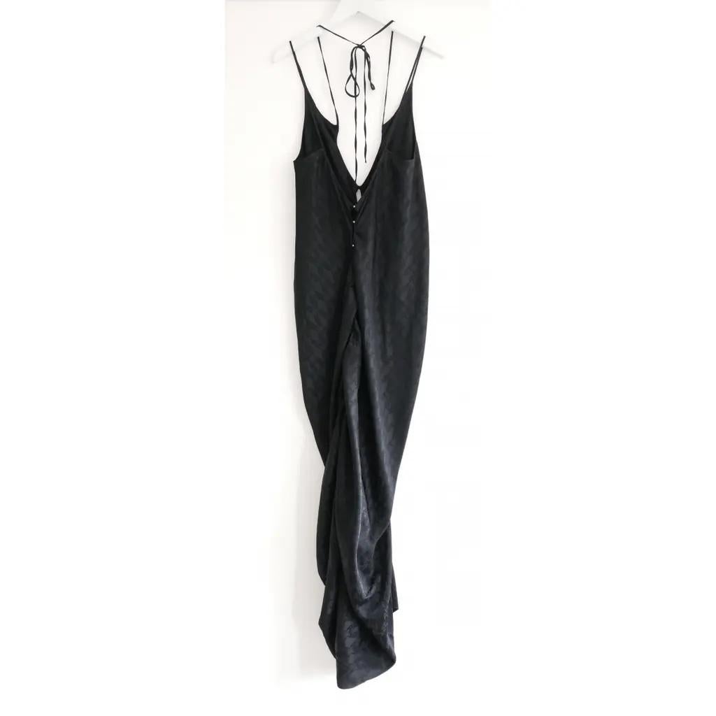 Donna Rui Long Dress Star Jacquard Abito increspato in seta nera in vendita