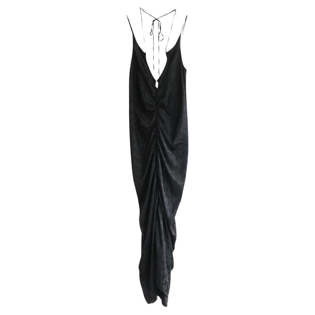 Rui Long Dress Star Jacquard Abito increspato in seta nera in vendita
