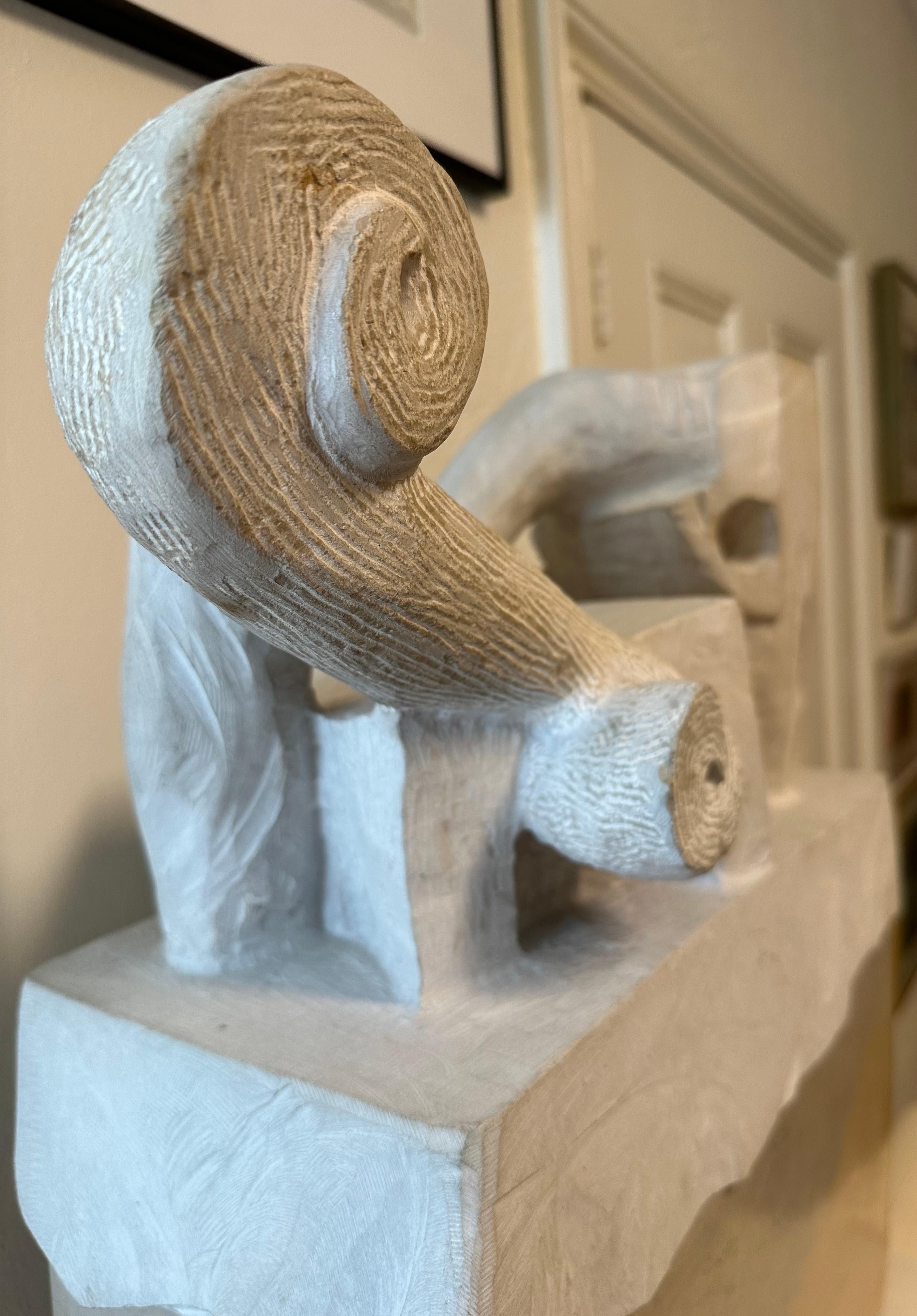 Modern Rui Matos Carved Limestone Sculpture, circa 1994 For Sale