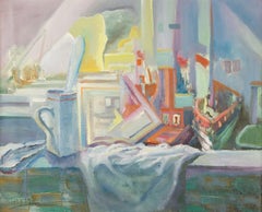 Rui Yang Bodegón Original Óleo Sobre Lienzo "Mañana Azul Gris"