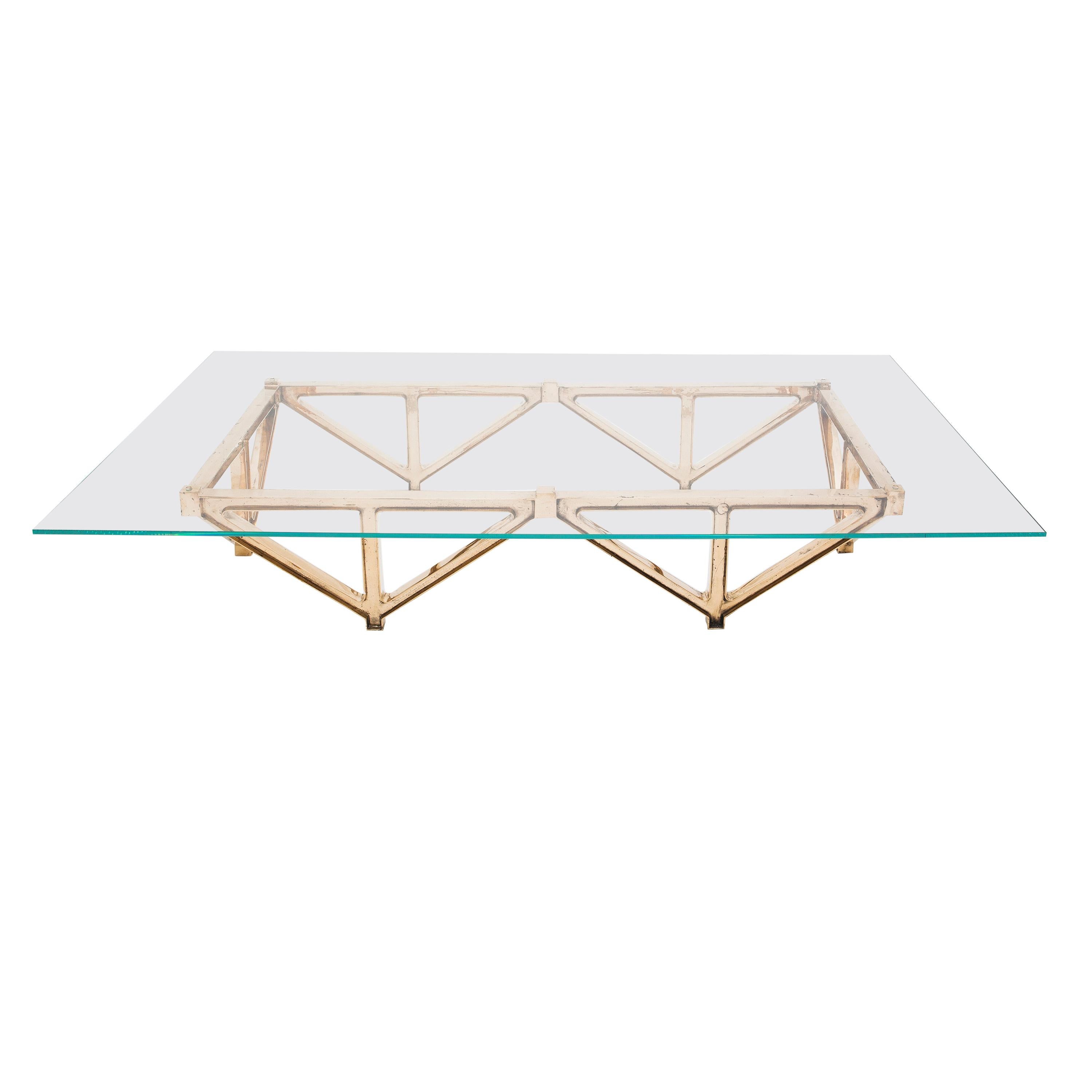 Ruin Eiffel Low Table in Casted bronze and glass by Roberto Sironi