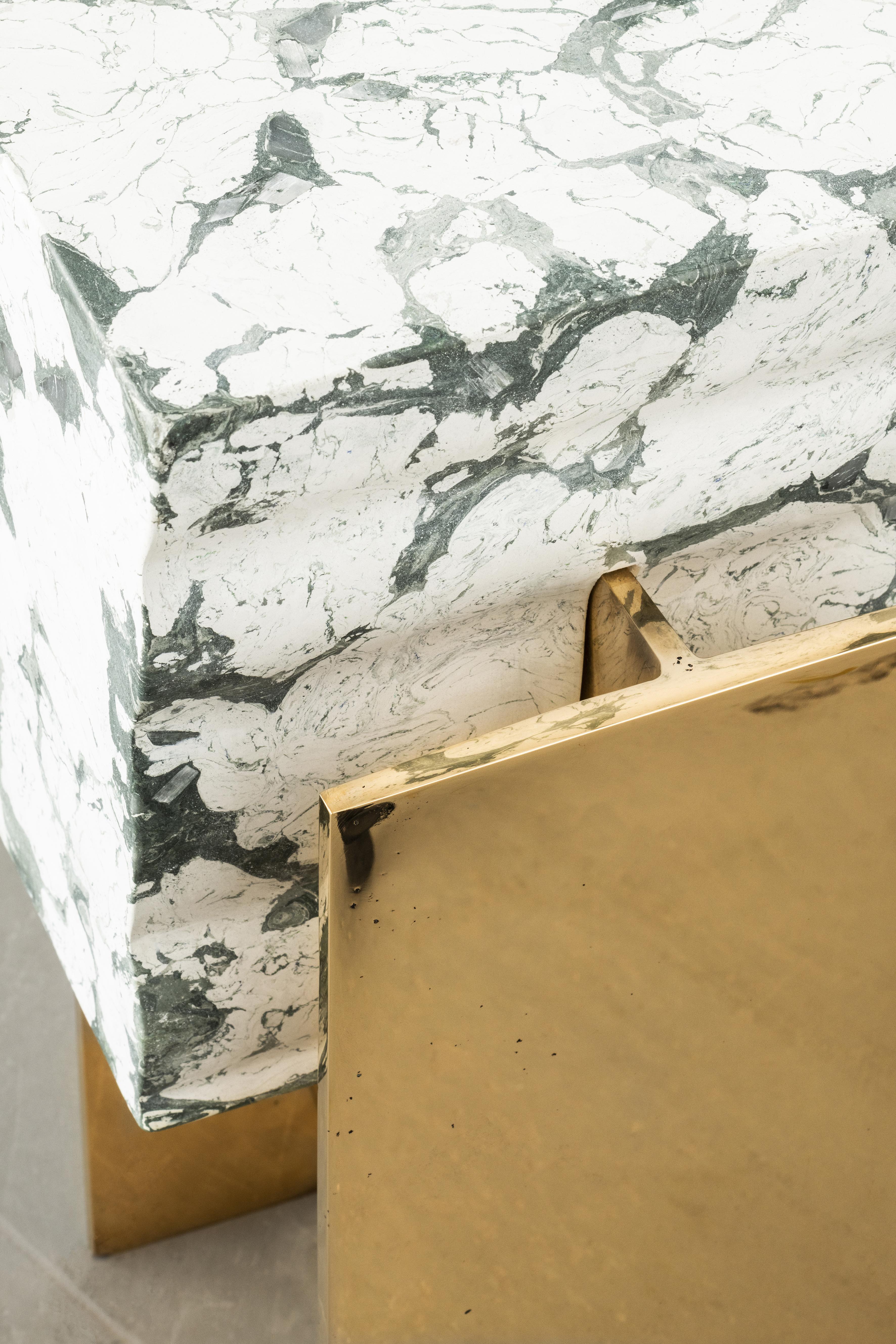 Marble Ruin Volubilis Side Table in Casted Bronze and Marmo Artificiale di Rima