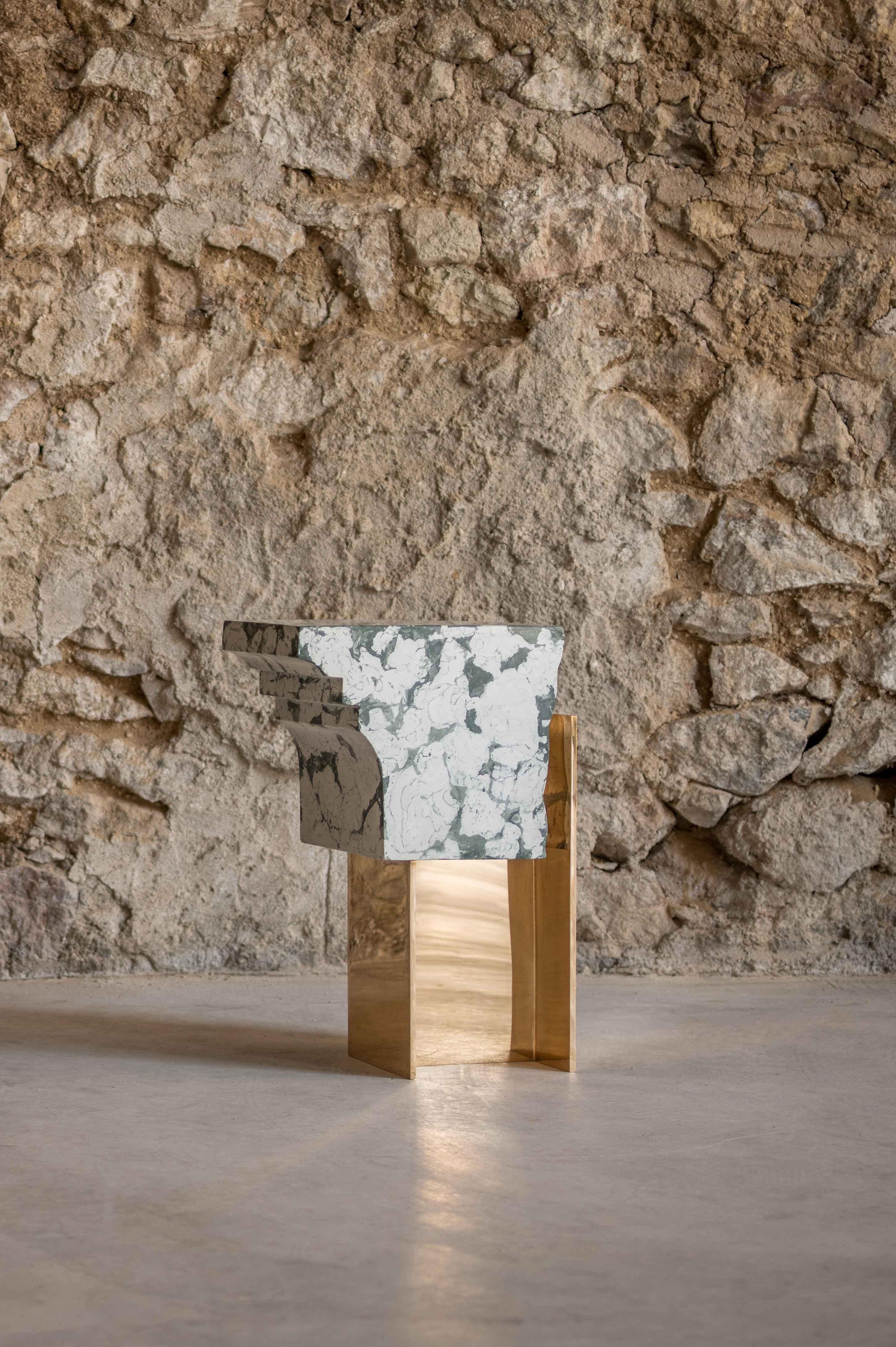 Ruin Volubilis Side Table in Casted Bronze and Marmo Artificiale di Rima In New Condition In Pireaus-Athens, Greece