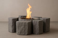 Ruina Unique Fire Pit in Volcanic Stone & Stainless Steel by Andres Monnier