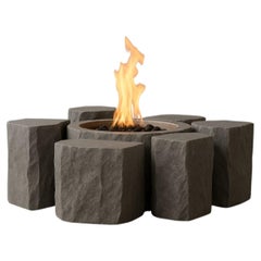 Ruina Unique Fire Pit in Volcanic Stone & Stainless Steel by Andres Monnier