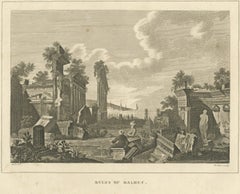 Ruins of Balbec, Baalbek, Lebanon, Antique Engraving, after Metz, circa 1820