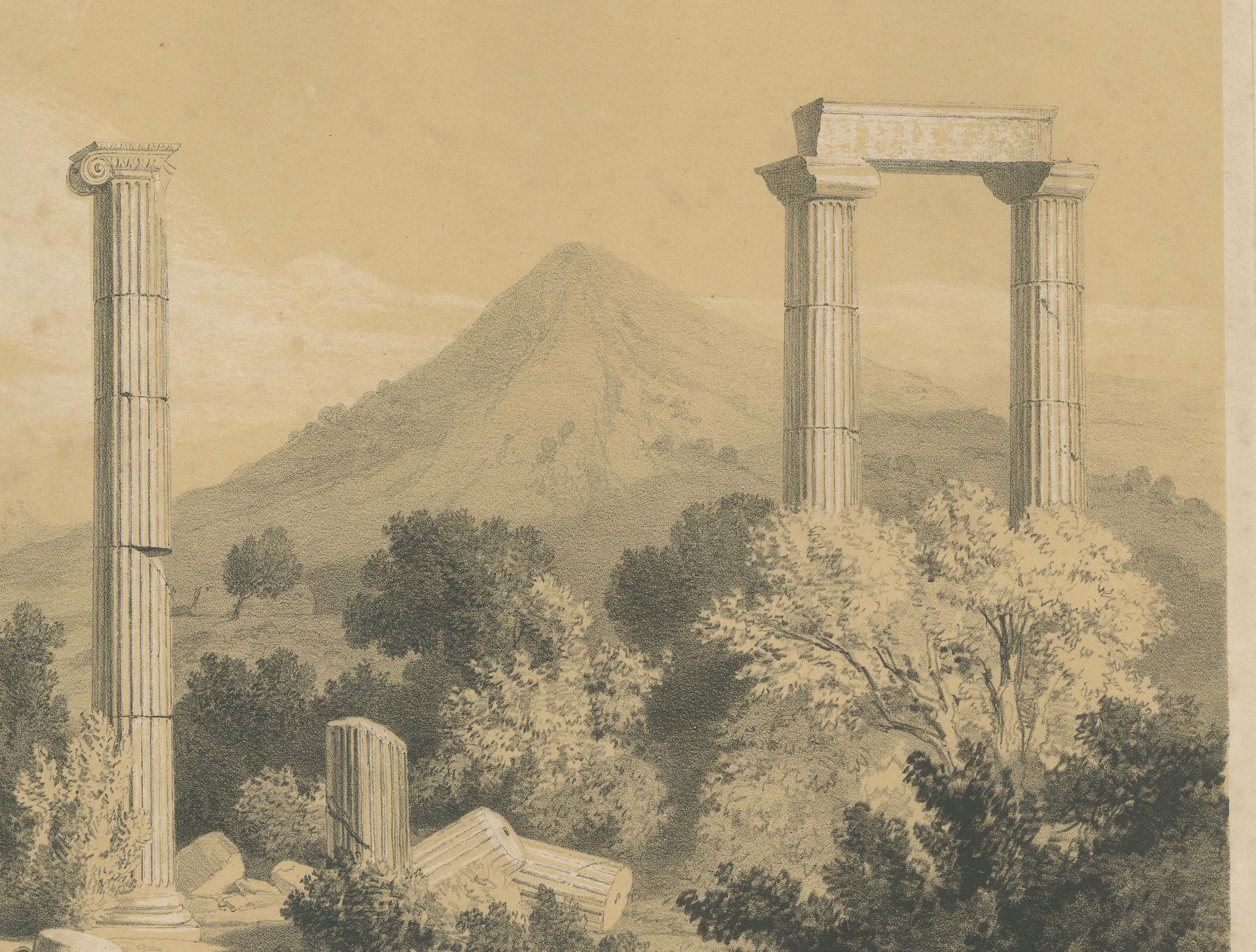Français Ruines d'Euromos (Caria) - Vue du Grand Temple par Louis de Laborde, vers 1840 en vente