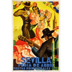 1949 poster by Ruiz Sanchez Braulio Sevilla Feria de Abril Fiestas Primavera