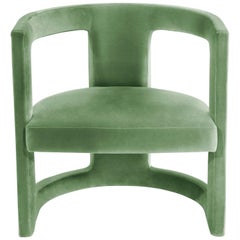 Rukay Armchair in Cotton Velvet and Fully Upholstered Legs