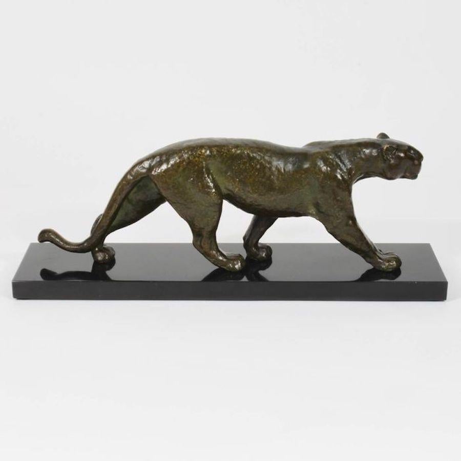 20th Century Rulas Art Deco Animalier Bronze Panther Sculpture