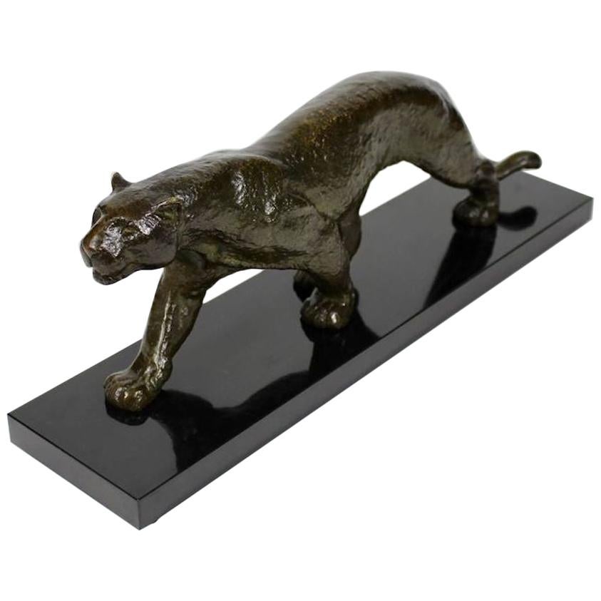 Rulas Art Deco Animalier Bronze Panther Sculpture