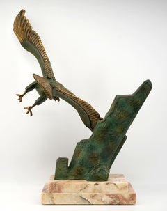 RULAS Large French Art Deco Golden Eagle Sculpture, 1920