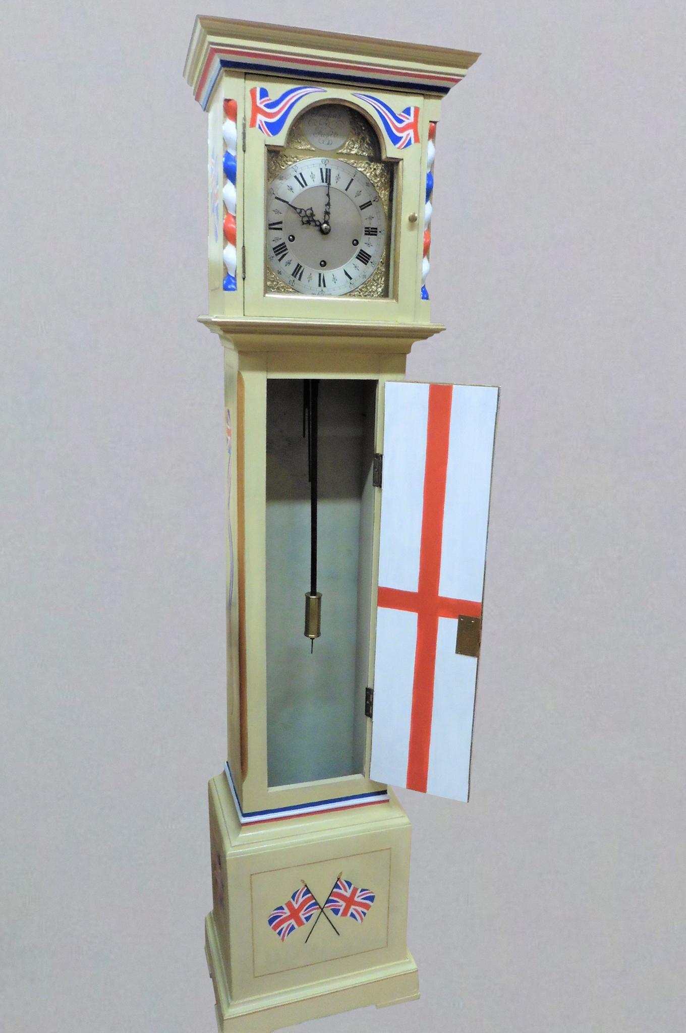 Pine Rule Britannia Grandmother Clock c.1930 For Sale