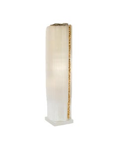 Ruler Selenite with Gold Leaf on a Lucite Base